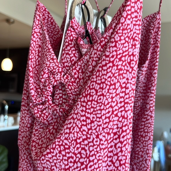 NWT Zara, pink and red midi dress, XS - Picture 6 of 8